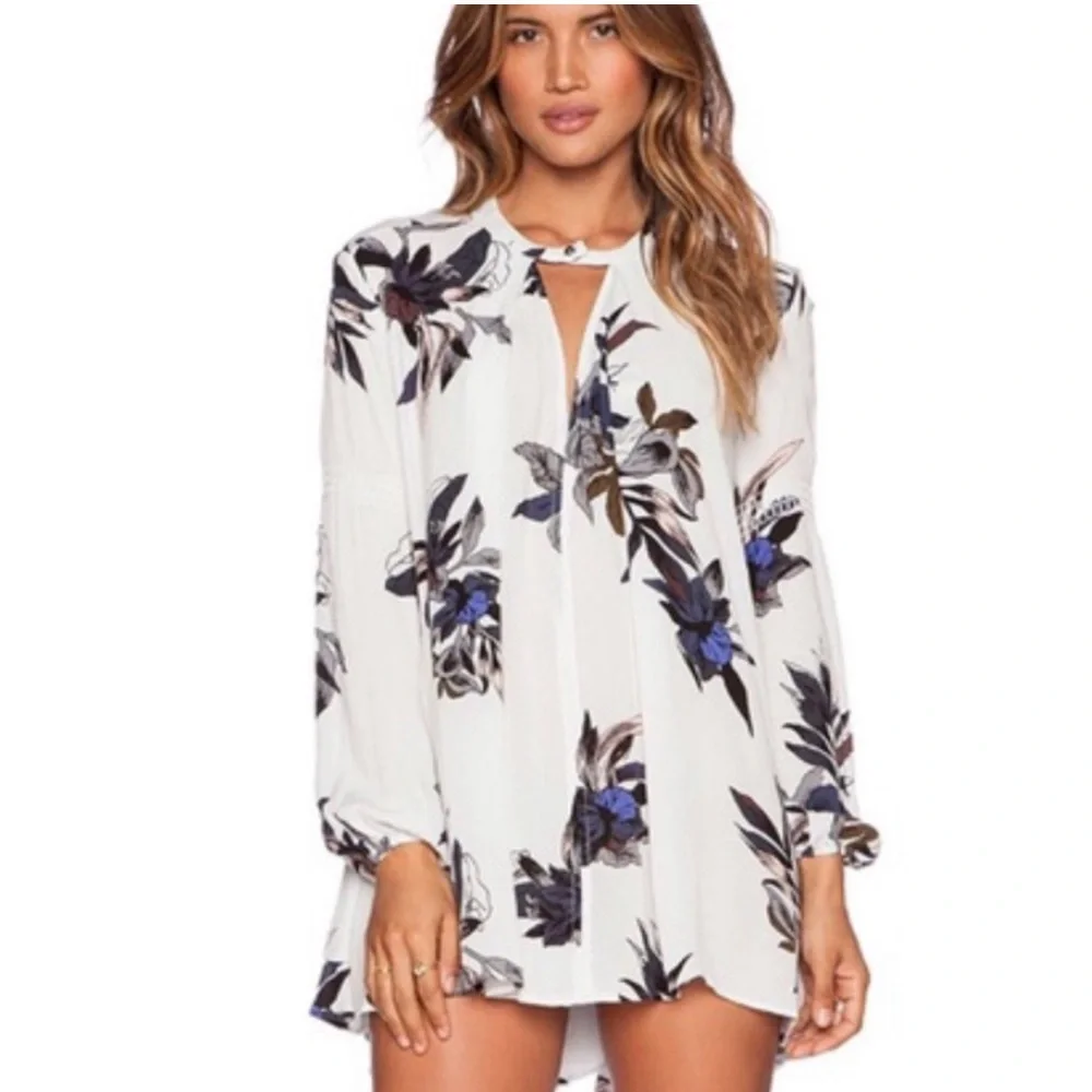 Free People White Floral Tunic